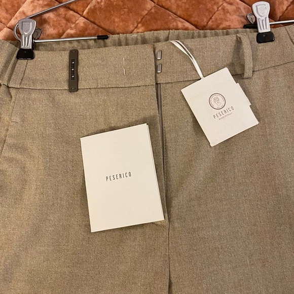 PESERICO Beige High-waisted Wool Pants/Trousers with Knit Cuff Hem - Picture 8 of 15
